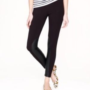 J Crew PIXIE JODHPUR PANT w/ Leather Detail Black